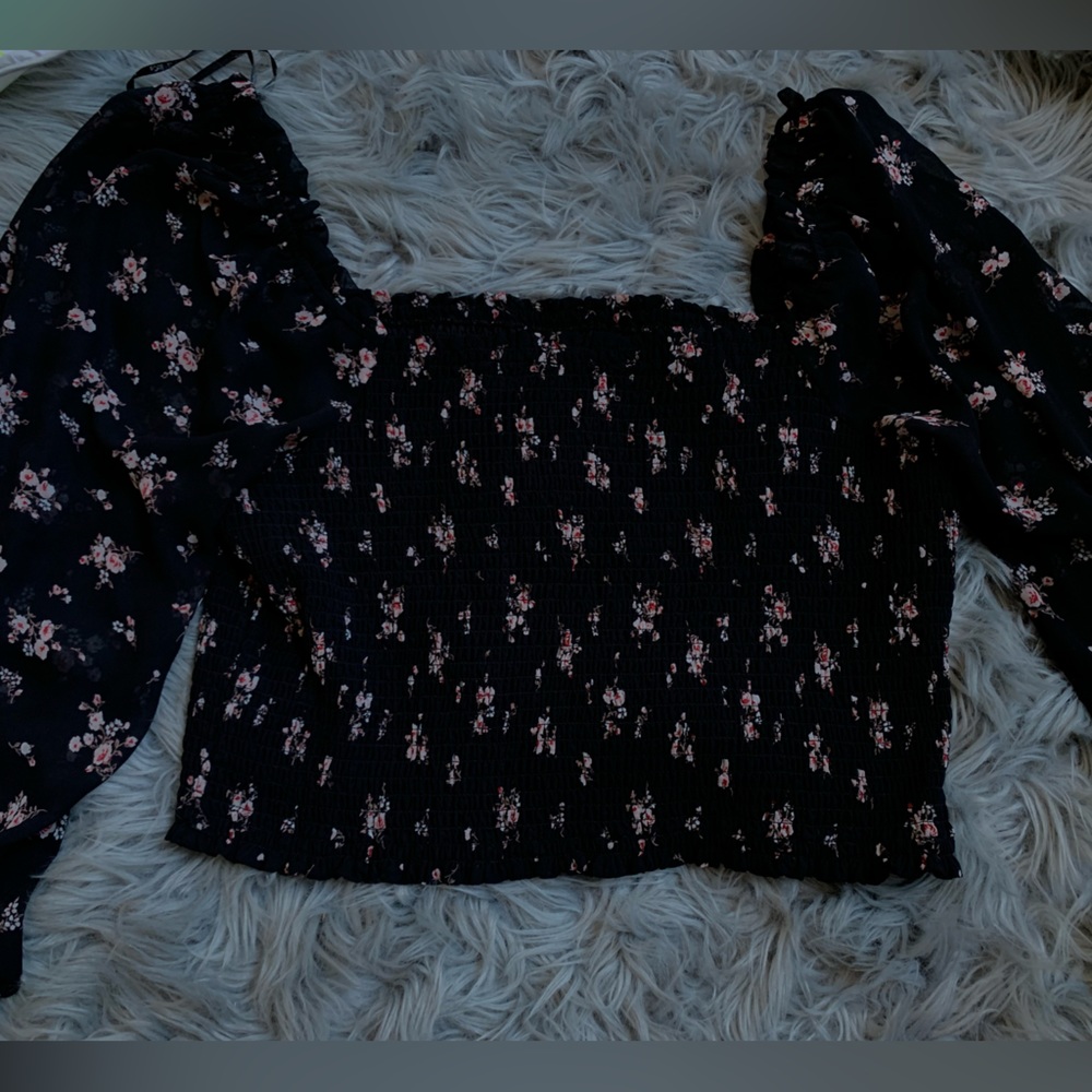 Floral stretchy plus crop top